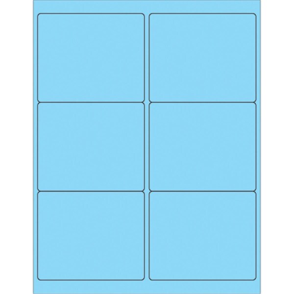 Officespace 4 x 3.33 in. Fluorescent Pastel Blue Rectangle Laser Labels, 600PK OF2536989 - main